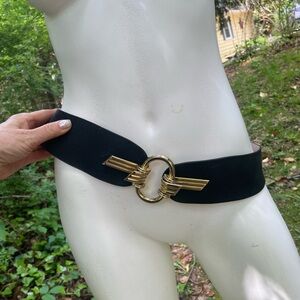Roberto Dalpra Designs Elegant Black Belt with Gold Accent Sz 35 90